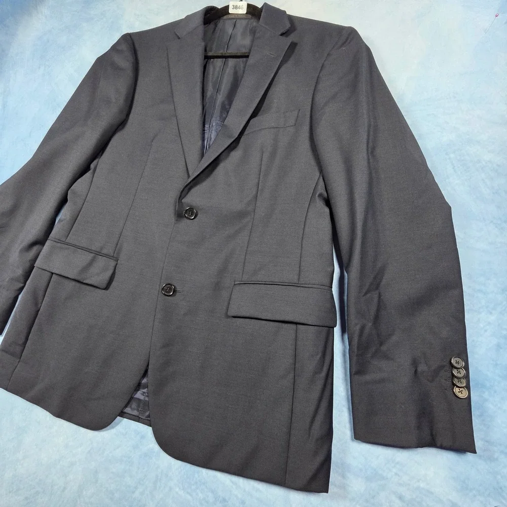 Hugo Boss Mens 100% Virgin Wool 2-Button Blazer Sport Coat Navy Blue 40R 42R